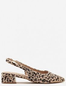 Panterkowe Sandały Typu Slingback ze Skórzaną Wkładką i Metaliczną Wstawką Wevessa Renee