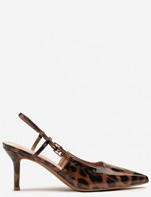 Panterkowe Lakierowane Sandały na Szpilce ze Spiczastym Noskiem Odelna Renee