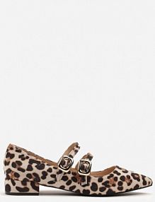 Panterkowe Czółenka z Paskami na Sprzączkę i Noskiem w Szpic Odane Renee