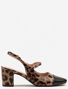 Panterkowe Sandały na Słupku Slingback Ozdobione Paskiem Divolia Renee