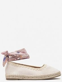 Beżowe Espadryle ze Wzorzystym Wiązaniem Przy Kostce Zdobione Plecionką Lortevia Renee damskie