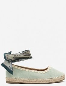 Jasnozielone Espadryle ze Wzorzystym Wiązaniem Przy Kostce Zdobione Plecionką Lortevia Renee damskie