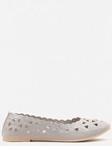 Szare Balerinki Vices z Ażurowymi Wycięciami Naneria damskie