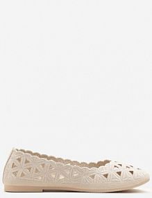 Beżowe Balerinki Vices z Ażurowymi Wycięciami Naneria damskie