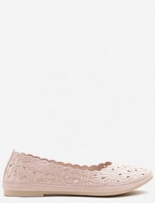 Różowe Ażurowe Balerinki Vices z Haftem w Kwiaty Efasania damskie