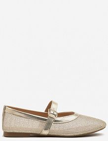 Złote Balerinki Vices w Stylu Mary Jane z Siateczki z Metalicznym Połyskiem Kolarilia damskie