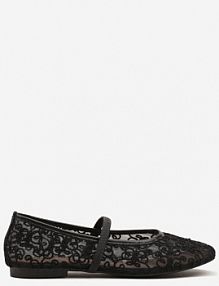 Czarne Transparentne Balerinki Vices z Haftem i Paskiem Nilovianna damskie