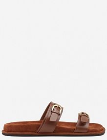 Brązowe Klapki Vices z Dwoma Paskami i Klamrami Nilissea damskie