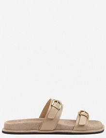 Ciemnobeżowe Klapki Vices z Dwoma Paskami i Klamrami Nilissea damskie