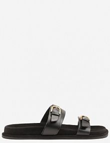 Czarne Klapki Vices z Dwoma Paskami i Klamrami Nilissea damskie