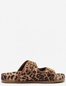 Panterkowe Klapki Vices Ozdobione Dwoma Paskami i Metaliczną Aplikacją Mairna damskie