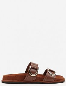 Brązowe Klapki Vices z Zaokrąglonymi Klamrami Nilarila damskie