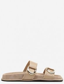 Ciemnobeżowe Klapki Vices z Zaokrąglonymi Klamrami Nilarila damskie