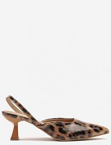 Panterkowe Sandały na Kaczuszce z Noskiem w Szpic i Lakierowanym Połyskiem Marinori Renee