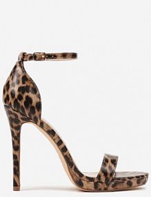 Panterkowe Sandały na Szpilce z Paskiem wokół Kostki i Sprzączką Silirea Renee