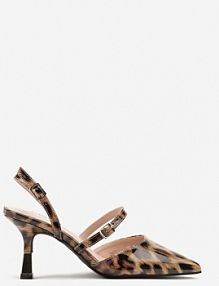 Panterkowe Szpilki Slingback Ozdobione Paskami i Metaliczną Wstawką Villexia Renee