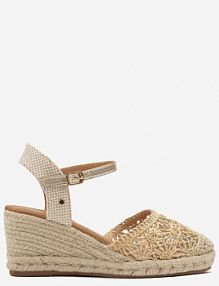 Złote Sandały Vices na Plecionym Koturnie w Stylu Boho Lisalia