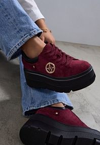 Bordowe Sneakersy Vices na Platformie Ozdobione Metaliczną Aplikacją Tatellia damskie