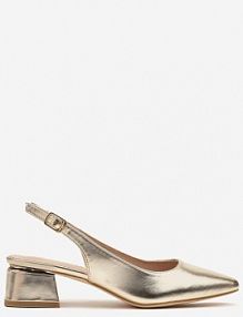 Złote Sandały Vices Slingback ze Skórzaną Wkładką Ciarissa