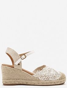 Białe Sandały Vices na Plecionym Koturnie w Stylu Boho Lisalia