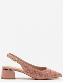 Różowe Sandały Vices na Słupku Slingback ze Skórzaną Wkładką i Metaliczną Ozdobą Ciariloria