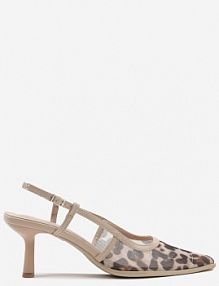 Panterkowe Sandały na Obcasie Kaczuszka ze Sprzączką i Siateczką Falelitia Renee