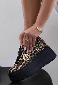 Panterkowe Sneakersy Vices na Platformie Ozdobione Metaliczną Aplikacją Tatellia damskie