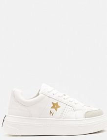 Biało-Złote Sneakersy Vices na Platformie z Gwiazdką Fenarra damskie