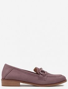 Jasnofioletowe Mokasyny Vices z Wkładką ze Skóry Naturalnej Zdobione Łańcuszkiem Delariona damskie