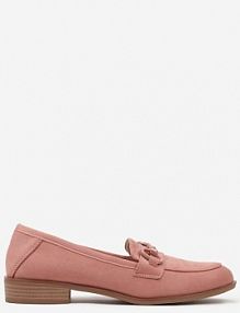 Różowe Mokasyny Vices z Wkładką ze Skóry Naturalnej Zdobione Łańcuszkiem Delariona damskie