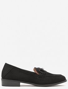 Czarne Mokasyny Vices z Wkładką ze Skóry Naturalnej Zdobione Łańcuszkiem Delariona damskie