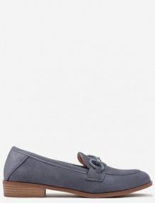 Niebieskie Mokasyny Vices z Wkładką ze Skóry Naturalnej Zdobione Łańcuszkiem Delariona damskie