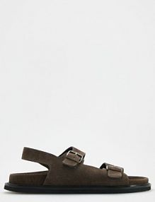 Skórzane sandały Reserved ciemnobrązowe męskie 220CR-89X