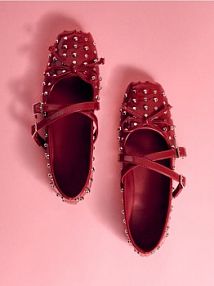 Baleriny z okuciami i kokardkami Reserved bordowe damskie 333CP-83X