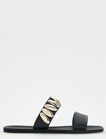 Klapki z ozdobnymi paskami Reserved czarne damskie 344CR-99X