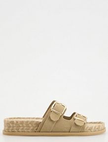 Zamszowe klapki Reserved beżowe damskie 371CP-80X