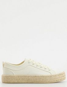 Sneakersy z plecioną podeszwą Reserved białe damskie 377CP-00X