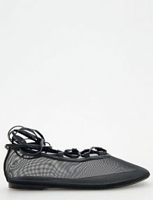 Siateczkowe baleriny z wiązaniem Reserved czarne damskie 478CP-99X