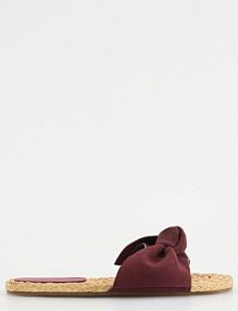 Zamszowe klapki z kokardami Reserved bordowe damskie 568CP-83X