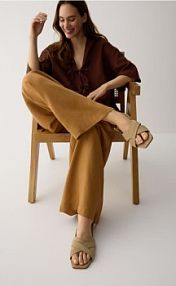 Skórzane sandały z paskami Reserved beżowe damskie 574CP-80X