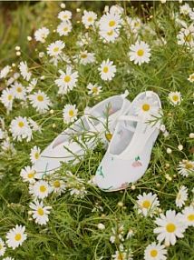 Siateczkowe baleriny w kwiaty Reserved białe damskie 645DL-00X