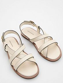 Sandały z imitacji skóry Reserved kremowe dziecięce 667DL-02X