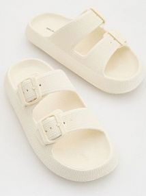 Klapki z klamrami Reserved kremowe dziecięce 939DW-02X
