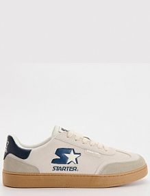 Beżowe skórzane sneakersy z motywem Starter House męskie 723DW-08X