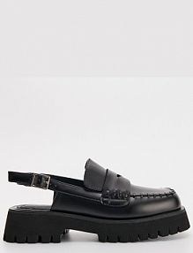 Czarne loafersy z odkrytą piętą House 774DU-99X