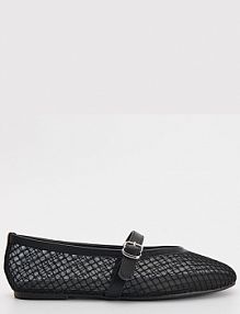 Siateczkowe baleriny Mary Jane czarne House damskie 785DU-99X