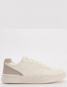 Białe sneakersy z imitacji skóry z beżowymi wstawkami House męskie 786DI-00X