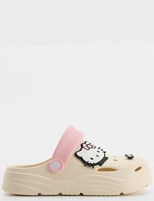 Kremowe klapki na platformie z motywem Hello Kitty House damskie 808FS-01X