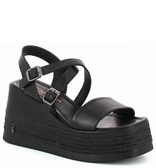 Sandały na koturnie Carinii czarne beżowe