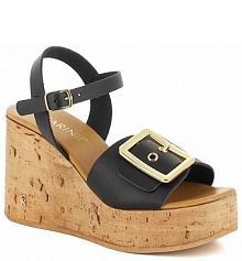 Sandały na koturnie Carinii czarne beżowe